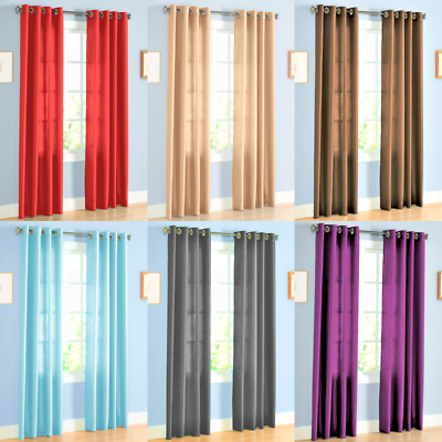 #ad Home Decor 2Pc Panels with Grommet Solid Window Curtain Unlined Drape Treatment