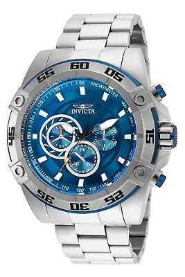 #ad New Invicta Speedway Viper 52mm Mens Chronograph Blue Dial Stainless Steel Watch