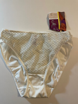 #ad Vntg Illusion White Silver Sheer Double Nylon String Bikini Panties L Sparkly Ne