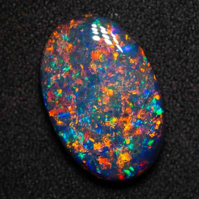 #ad Black Opal Cabochon 16x12mm 5 Cts Black And Blue Full Fire AAA Loose Gemstone