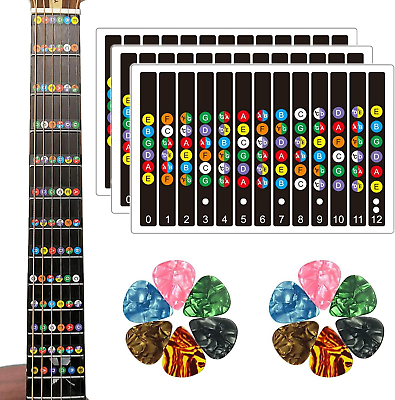 #ad Guitar Stickers 3 Pcs Guitar Fretboard Stickers for Beginners， Guitar Note $14.99