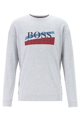 #ad Hugo Boss men loungewear rubberized logo 100% cotton authentic sweatshirt for