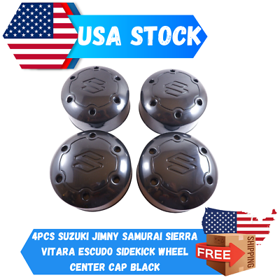#ad 4pcs Suzuki Jimny Samurai Sierra Vitara Escudo Sidekick Wheel Center Cap Black