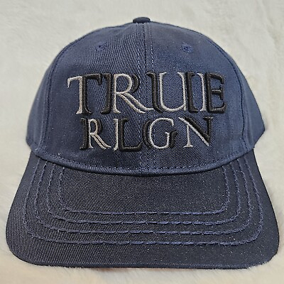 #ad True Religion Rlgn Ace Blue Horseshoe Logo Adjustable Cotton Strapback Hat Cap