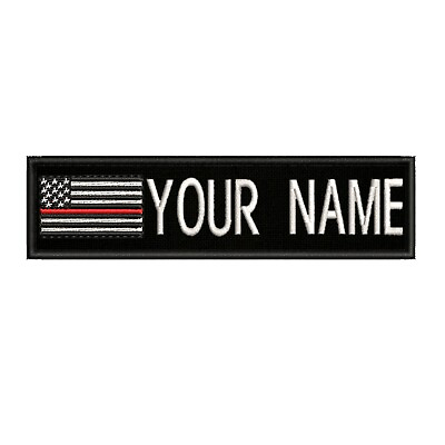 #ad Custom Embroidered Name Tag Hook Loop Patch USA US American Flag Firefighters