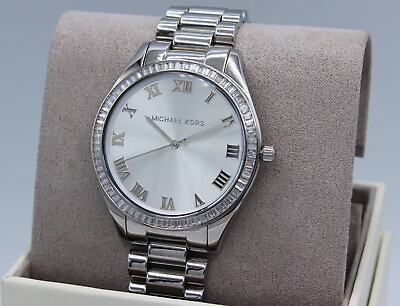 #ad NEW AUTHENTIC MICHAEL KORS BLAKE SILVER CRYSTALS MK WOMEN#x27;S MK3243 WATCH