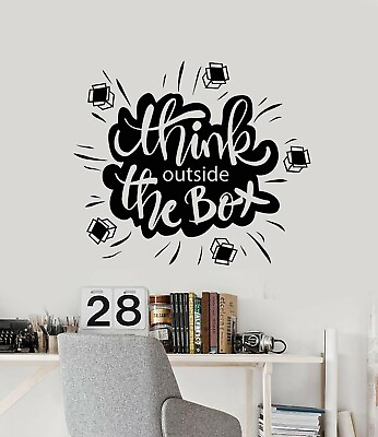 #ad Vinyl Wall Decal Think Outside The Box Inspiration Idea Phrase Stickers g5096