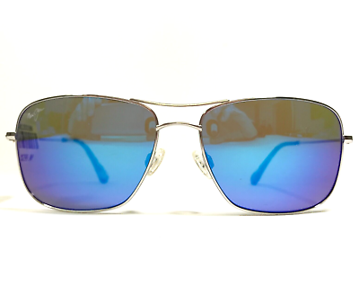 #ad Maui Jim Sunglasses MJ 246 17 WIKI WIKI Silver Aviators Blue Mirrored Lenses