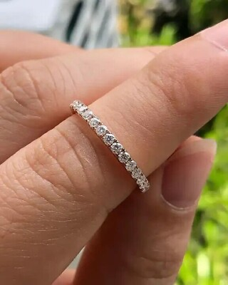 #ad Moissanite Eternity Band Engagement Ring Gift for Wedding 14k Rose Gold Plated