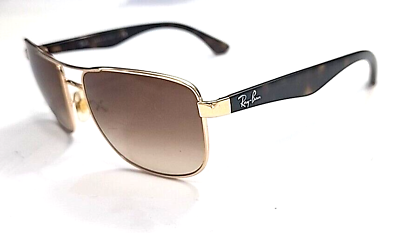 #ad Ray Ban RB3533 001 17 Gold Square **Scratched Sunglasses 57 17 140 NO NOSE PAD