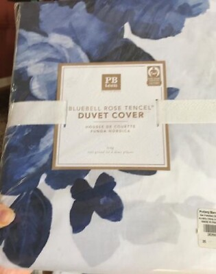 #ad Pottery Barn Bluebell Rose Duvet Cover Navy Blue King Floral No Shams Teen