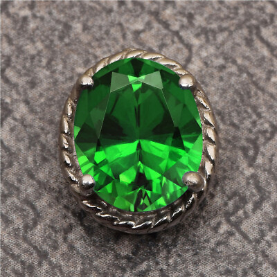 #ad Huge Precious Cut Green Cz 925 Sterling Silver Women Pendant Jewelry