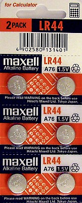 #ad LR44 Maxell 6 piece LR44 MAXELL A76 L1154 AG13 357 New Alkaline Battery