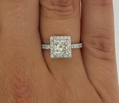 #ad 3 Ct Square Pave Princess Cut Diamond Engagement Ring VVS1 D White Gold 14k
