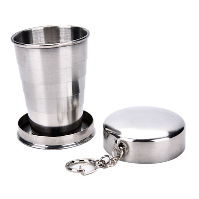 #ad Stainless Steel Portable Outdoor Travel Folding Collapsible Cup Tel..x