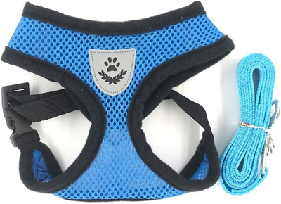 #ad 1Pcs Breathable Mesh Small Dog Pet Harness and Leash Set Puppy Cat Vest Harness