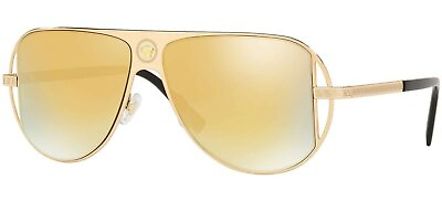 #ad Versace Men Sunglasses VE2212 10027P 57 Brown Mirror Gold Lenses