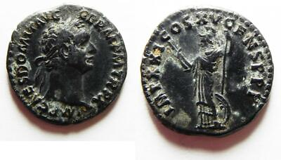 #ad ZURQIEH as11580 Domitian. AD 81 96. AR Denarius . Rome mint. Struck 1 January