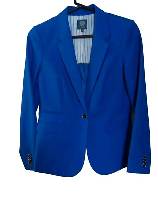 #ad Vince Camuto Womens Blazer Teal Blue Single BreastedLinedSz 6One Button Front
