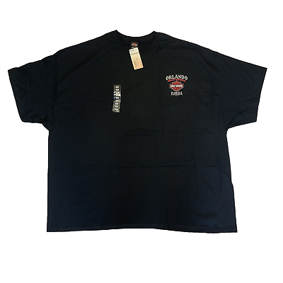 #ad Harley Davidson Men#x27;s T Shirt Black Size 5XL Orlando FL Skull Logo NEW