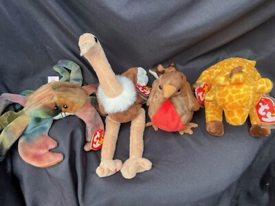 #ad  TY Beanie Babies Lot of 4 Claude Strech Early and Twigs Plush