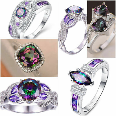 #ad Fashion Cubic Zircon 925 Silver Filled Ring Fashion Wedding Women Ring Sz 6 10