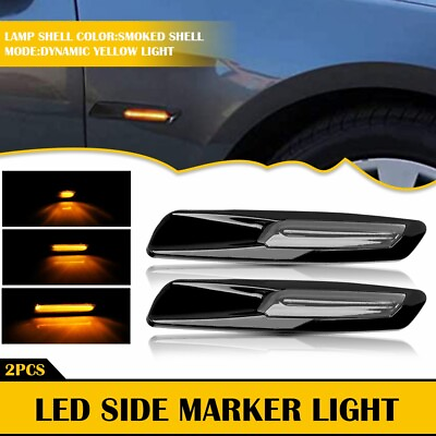 #ad Smoke Black Trim Fender Side Marker Light For 2011 2016 BMW F10 5 Series
