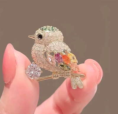 #ad Shiny Rhinestone Cute Bird Corsage Brooch Decorated Clothing Lapel Pin Women New