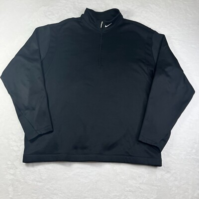 #ad Nike Golf Long Sleeve Mens XL Black Quarter Zip Therma Fit Mock Collar Pullover