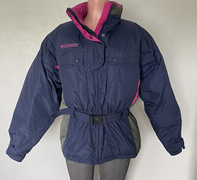 #ad Columbia VTG Ski Winter Down Jacket Blue Pink Women#x27;s Large