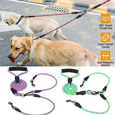 #ad Heavy Duty Dual Dog Leash No Tangle 57inch Nylon Dogs Walking Leash for 2 DOGS