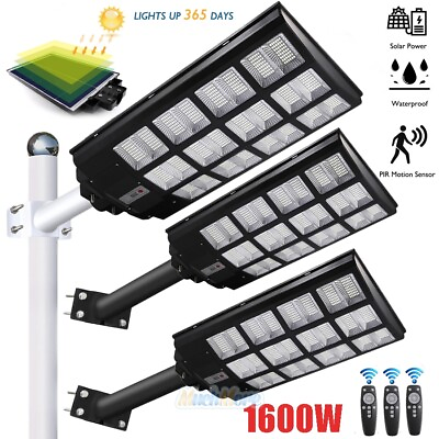 #ad Weathproof 1600W LED Solar Street Light 9000000LM Dusk Dawn Road LampTimerPole