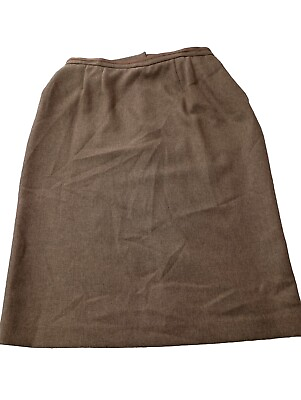 #ad Vtg Womens Sz 16 Koret A Line Beige Tweed Lined Midi Skirt Modest