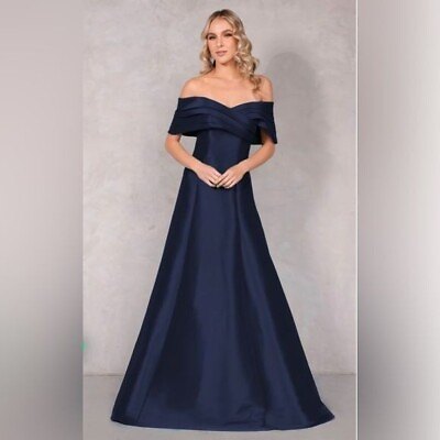 #ad Terani Off the Shoulders A line Gown