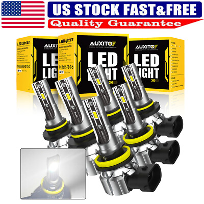 #ad AUXITO Combo 90059006H11 LED Headlight High Low Beam Fog Light White CANBUS X6