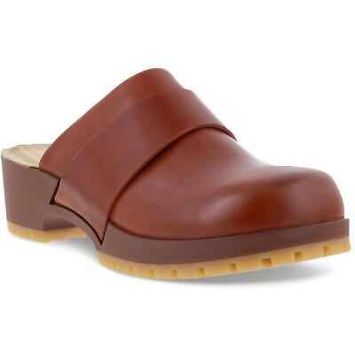 #ad ECCO Womens Comfort Brown Leather Mule Clogs Shoes 6 6.5 Medium BM BHFO 7276