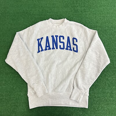 #ad Vintage Kansas Jayhawks Classic Reverse Weave Gray Sweatshirt Men’s Size L