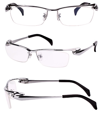#ad Pure Titanium Mens Half Rim Bussiness Eyeglasses Frames Optical Clear Lens Rx