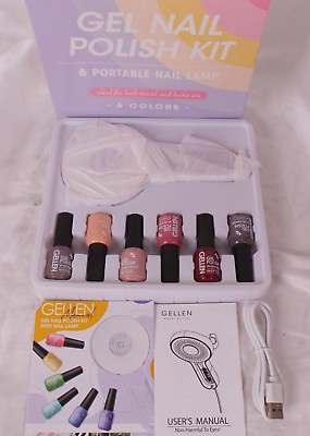 #ad Gellen 6 colors Gel Nail Polish Kit amp; Portable Nail Lamp manicure set gray pink