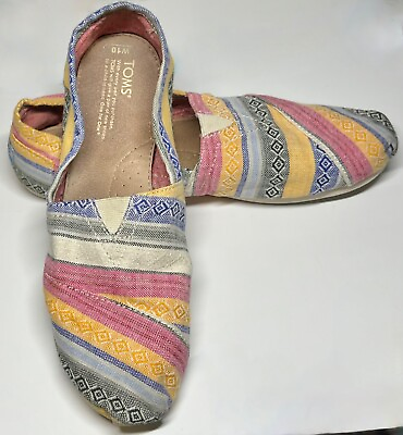 #ad TOMS Multi Color Stripe Classic Alpargata Shoes ❖Size 10❖