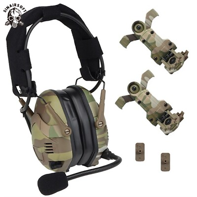 #ad Tactical Electronic Headset Bluetooth Silicone Ear Muffs For Helmet Noise Reduct