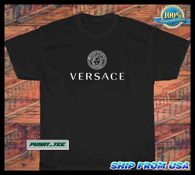 #ad New versace American Funny Logo Men#x27;s Heavy Cotton T Shirt Size S 5XL