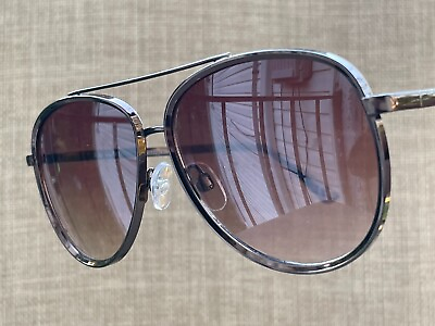 #ad Foster Grant Men Sunglasses Polarized Eye Wear Dark Brown Metal Frame Read Desc