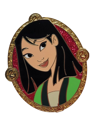 #ad Disney Pin 2022 Gold Frame Portrait w Glitter Princess Mulan #151796 New Ship