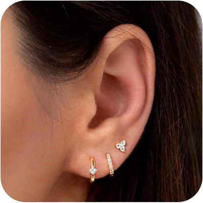 #ad Stud Earrings for WomenDainty Gold Earrings 14K Gold Plated Cartilage Earring S