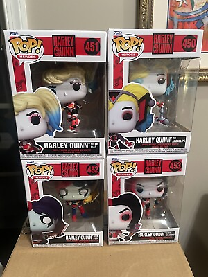 #ad Funko Pop: Harley Quinn with APOKOLIPS #450 BAT #451 PIZZA #452 WEAPONS #453 SET