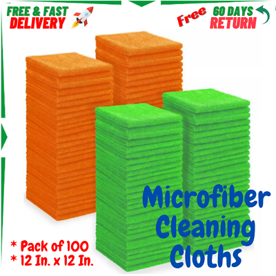 #ad 100 Pc Microfiber Cleaning Cloth No scratch Towel for Detailing Polishing Lens