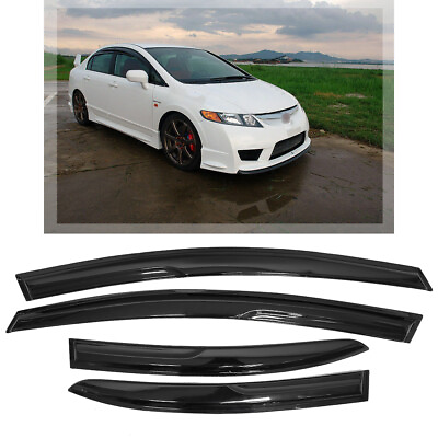 #ad For 06 11 Civic Mugen II Style Window Rain Guard Visors 4drs Sedan Honda JDM SI