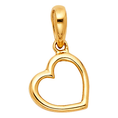 #ad 14K Yellow Gold Heart Charm Pendant For Necklace or Chain