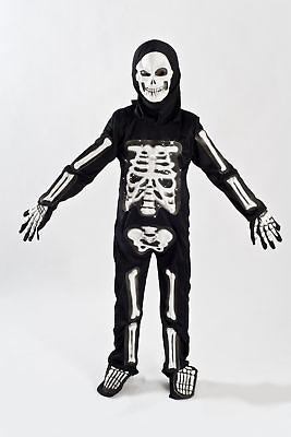 #ad Boys Skeleton Halloween Costume Kids Fiber Optic Size 5 6 7 9 Child Light up